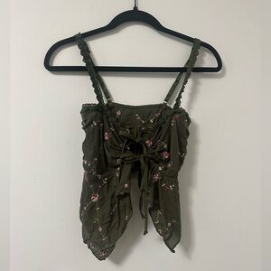 Current Mood Green Embellished Bustier Camisole
